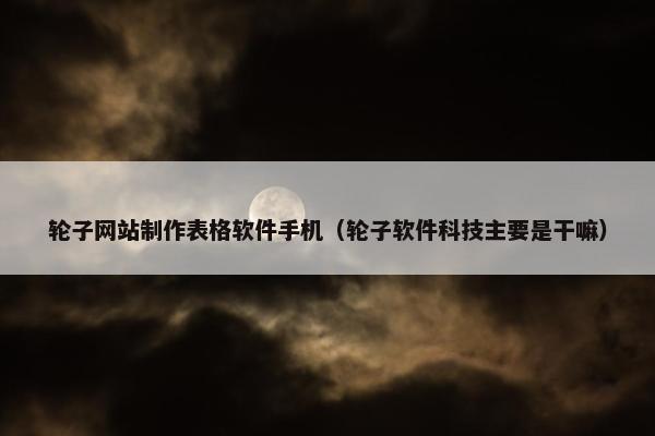 轮子网站制作表格软件手机（轮子软件科技主要是干嘛）
