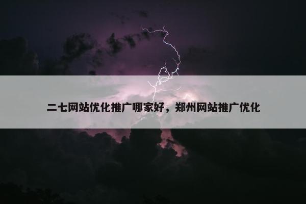 二七网站优化推广哪家好，郑州网站推广优化
