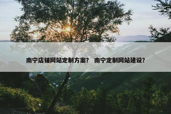 南宁店铺网站定制方案？ 南宁定制网站建设？