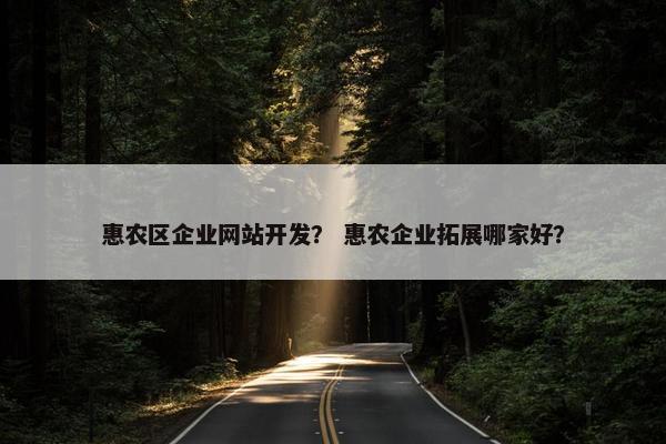 惠农区企业网站开发？ 惠农企业拓展哪家好？