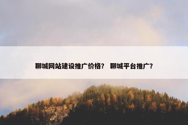 聊城网站建设推广价格？ 聊城平台推广？