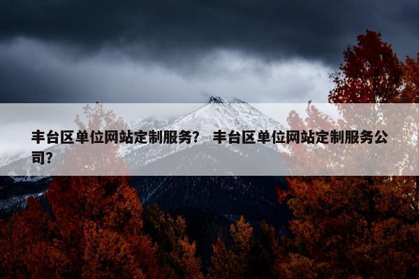 丰台区单位网站定制服务？ 丰台区单位网站定制服务公司？