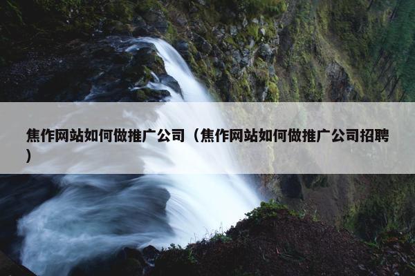 焦作网站如何做推广公司（焦作网站如何做推广公司招聘）