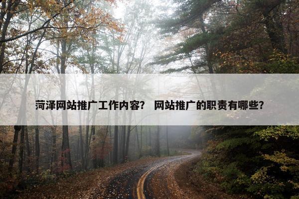 菏泽网站推广工作内容？ 网站推广的职责有哪些？