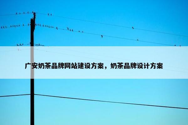 广安奶茶品牌网站建设方案，奶茶品牌设计方案
