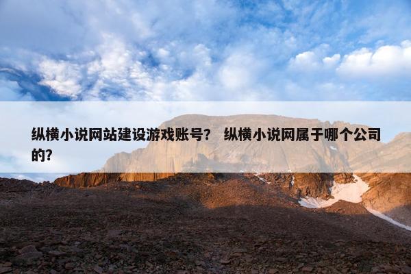 纵横小说网站建设游戏账号？ 纵横小说网属于哪个公司的？
