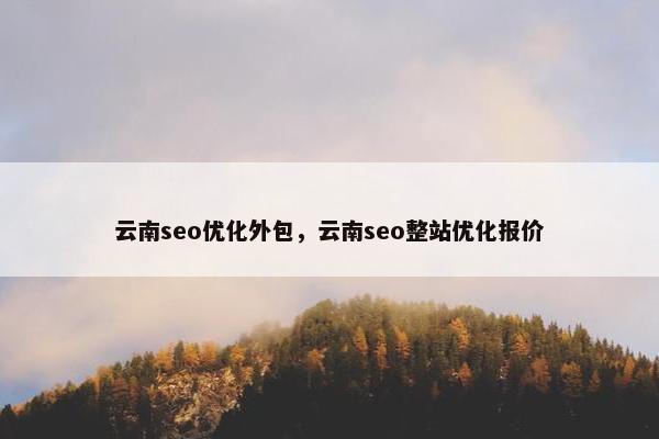 云南seo优化外包，云南seo整站优化报价