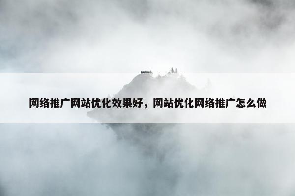 网络推广网站优化效果好，网站优化网络推广怎么做