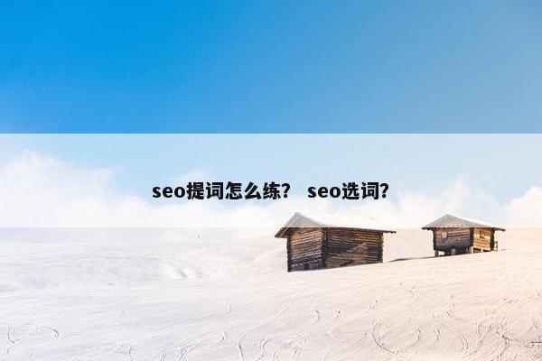 seo提词怎么练？ seo选词？