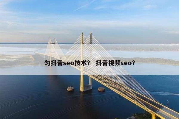 匀抖音seo技术？ 抖音视频seo？