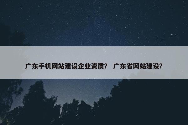 广东手机网站建设企业资质？ 广东省网站建设？