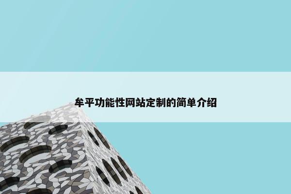 牟平功能性网站定制的简单介绍