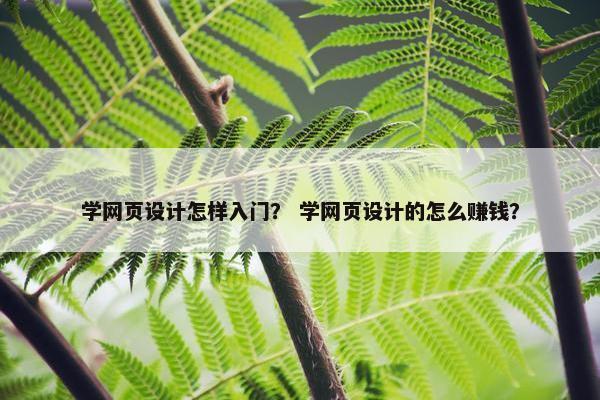 学网页设计怎样入门？ 学网页设计的怎么赚钱？