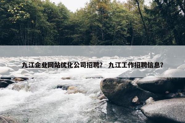 九江企业网站优化公司招聘？ 九江工作招聘信息？