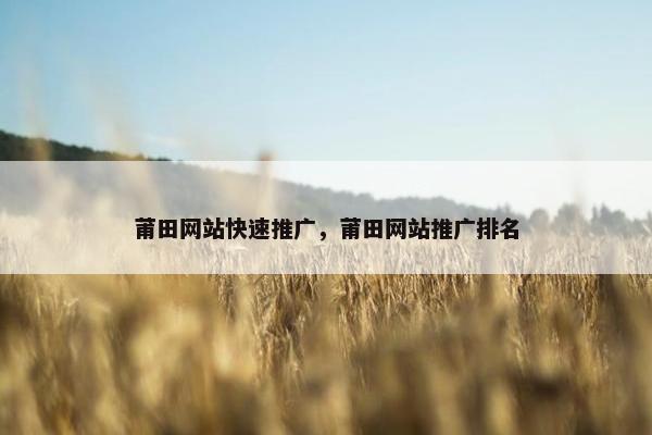 莆田网站快速推广，莆田网站推广排名