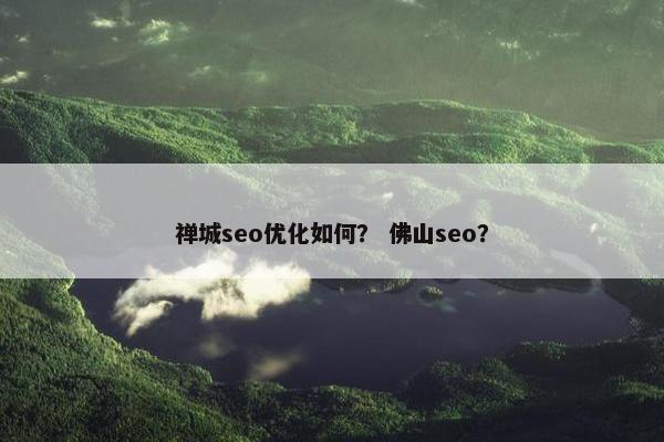 禅城seo优化如何？ 佛山seo？