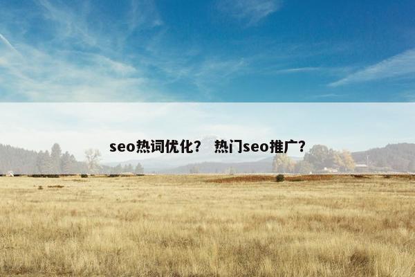 seo热词优化？ 热门seo推广？