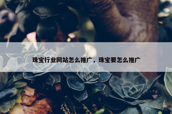 珠宝行业网站怎么推广，珠宝要怎么推广