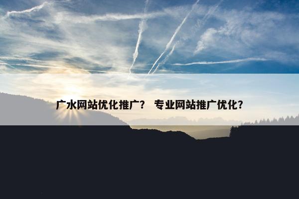 广水网站优化推广？ 专业网站推广优化？