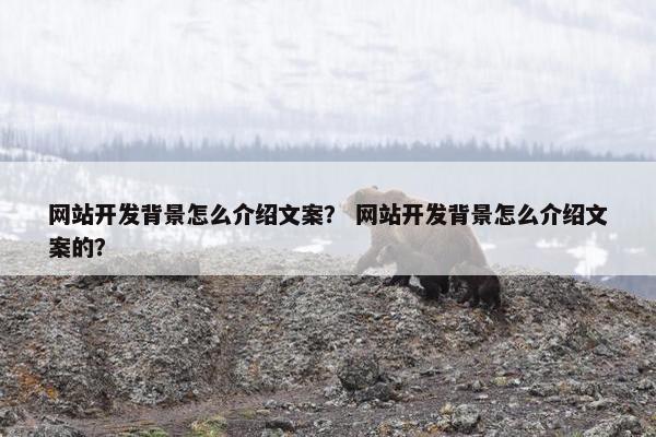 网站开发背景怎么介绍文案？ 网站开发背景怎么介绍文案的？