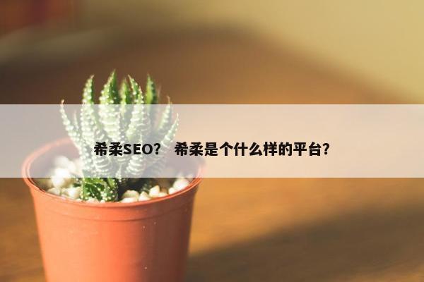 希柔SEO？ 希柔是个什么样的平台？