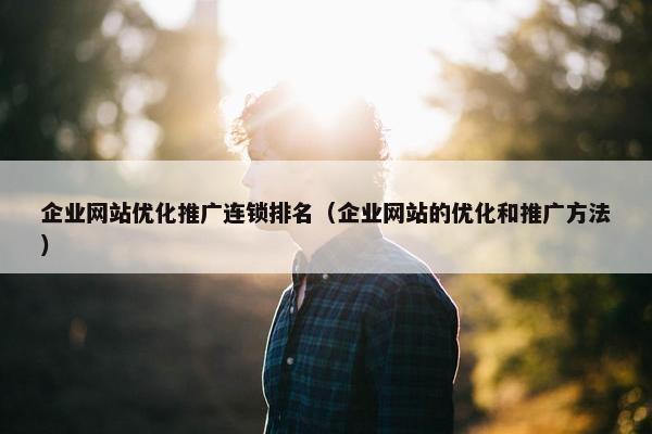 企业网站优化推广连锁排名（企业网站的优化和推广方法）