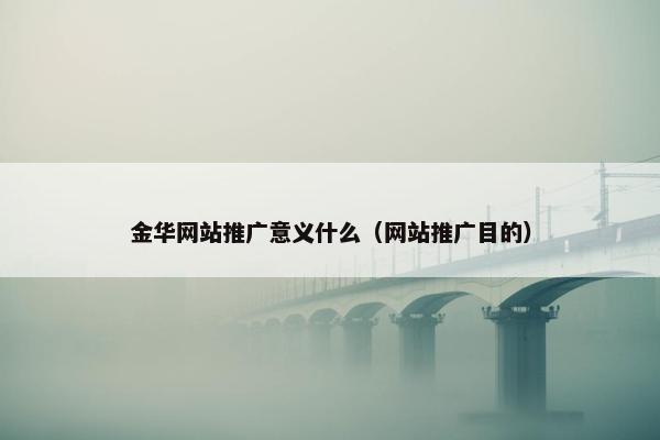金华网站推广意义什么（网站推广目的）