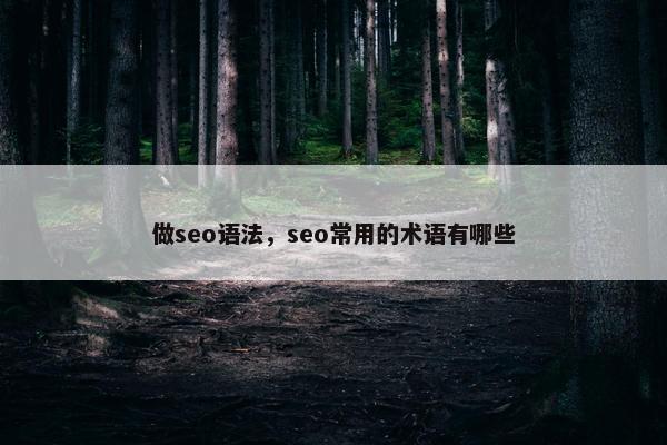 做seo语法，seo常用的术语有哪些