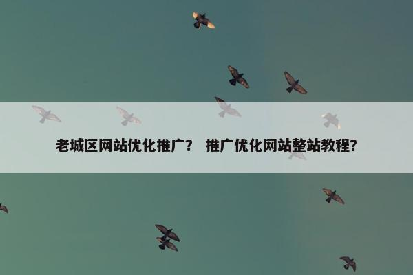 老城区网站优化推广？ 推广优化网站整站教程？