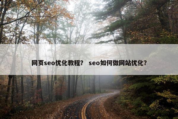 网页seo优化教程？ seo如何做网站优化？