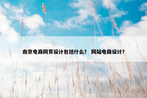 南京电商网页设计包括什么？ 网站电商设计？