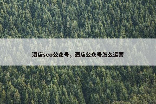 酒店seo公众号，酒店公众号怎么运营