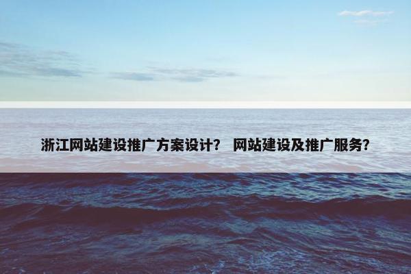 浙江网站建设推广方案设计？ 网站建设及推广服务？