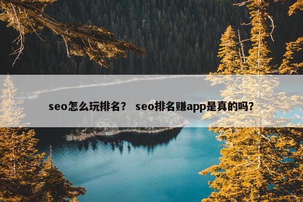 seo怎么玩排名？ seo排名赚app是真的吗？
