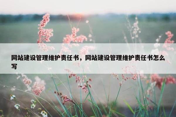 网站建设管理维护责任书，网站建设管理维护责任书怎么写