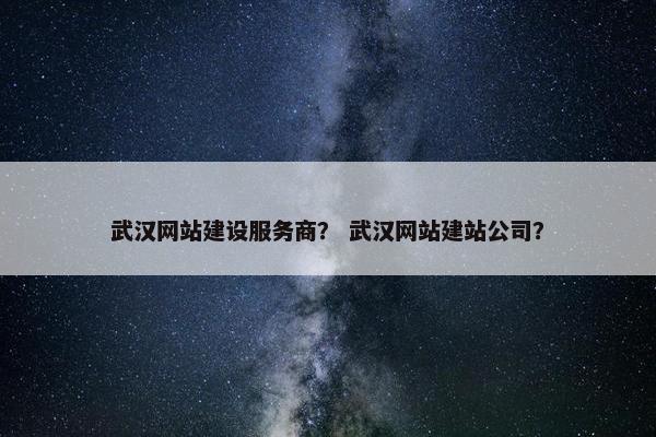 武汉网站建设服务商？ 武汉网站建站公司？