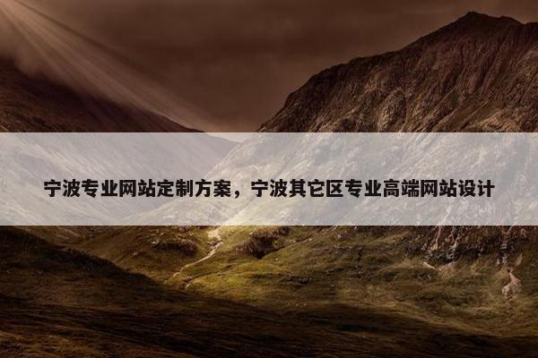 宁波专业网站定制方案，宁波其它区专业高端网站设计