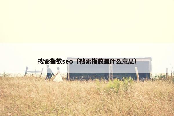 搜索指数seo（搜索指数是什么意思）