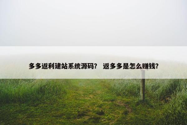 多多返利建站系统源码？ 返多多是怎么赚钱？
