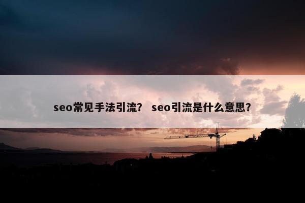 seo常见手法引流？ seo引流是什么意思？