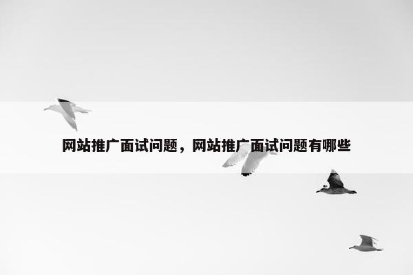网站推广面试问题，网站推广面试问题有哪些