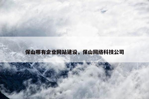 保山哪有企业网站建设，保山网络科技公司
