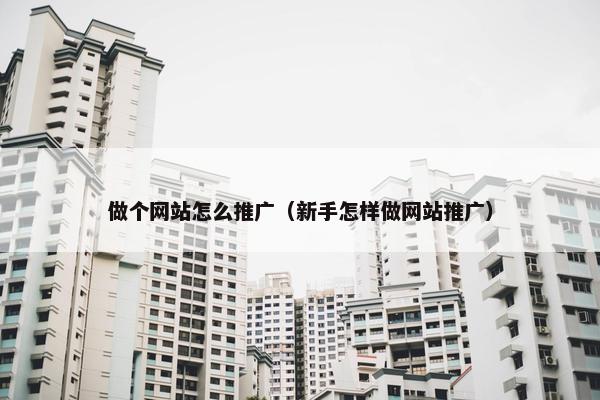做个网站怎么推广（新手怎样做网站推广）