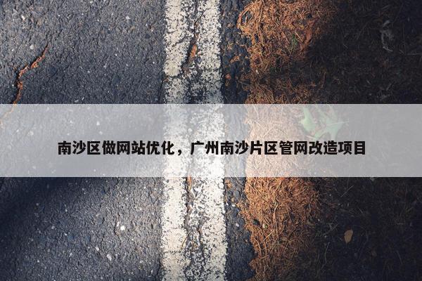 南沙区做网站优化，广州南沙片区管网改造项目