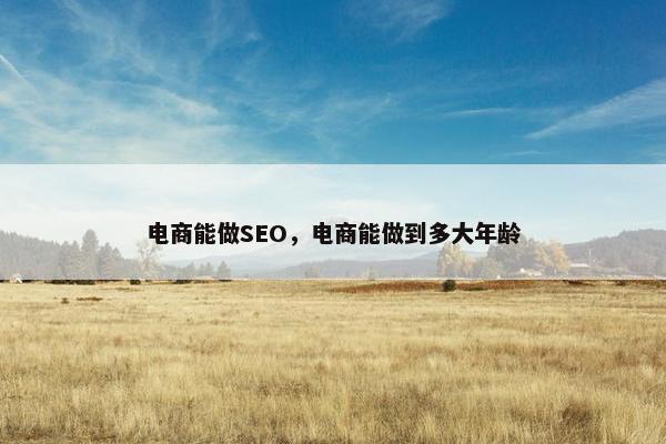 电商能做SEO，电商能做到多大年龄