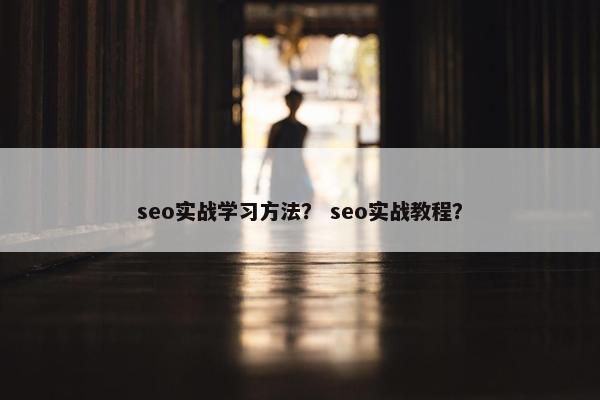 seo实战学习方法？ seo实战教程？