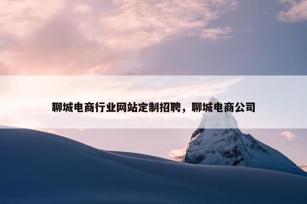聊城电商行业网站定制招聘，聊城电商公司