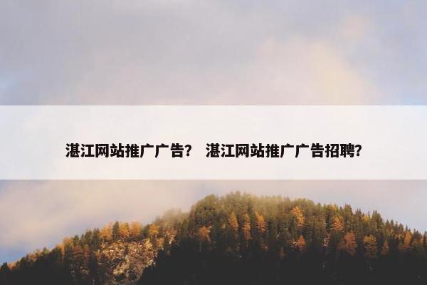 湛江网站推广广告？ 湛江网站推广广告招聘？