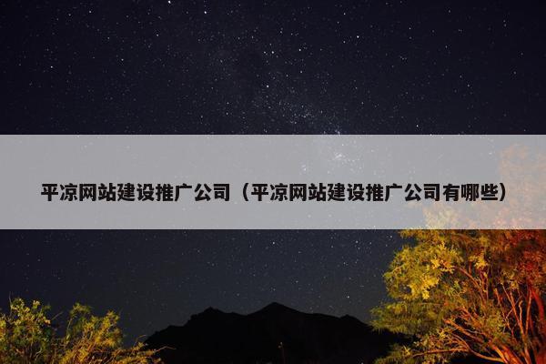 平凉网站建设推广公司（平凉网站建设推广公司有哪些）