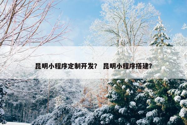 昆明小程序定制开发？ 昆明小程序搭建？